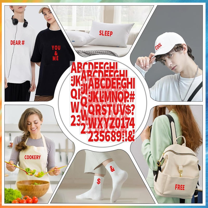 Metsyth 12 Sheets 612 Pieces Iron on Letters and Numbers for Clothing 2 Inch Iron on Letter Patches Large with PU Heat Transfer Alphabet Adhesive Stickers for Fabric T-Shirt Jersey DIY Craft,Red - Image 5